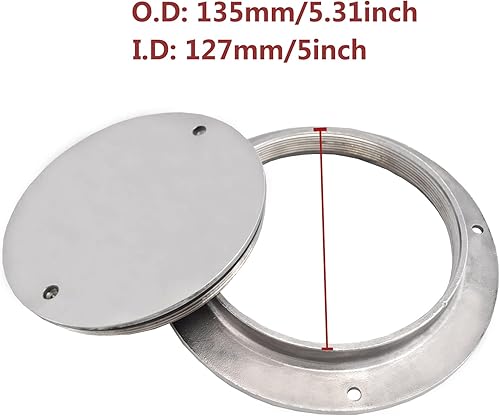 Miniatura 3 de Escotilla de barco de 5 pulgadas 316 de acero inoxidable redonda antideslizante 2 ojos placa de cubierta de escotilla de inspección con cubierta
