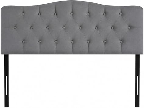 Naomi Home Cassandra Button Tufted Upholstered Headboard for Full & Queen Linen Padded Panel, 12 Adjustable Height Settings, Wall or Bed Frame Mount