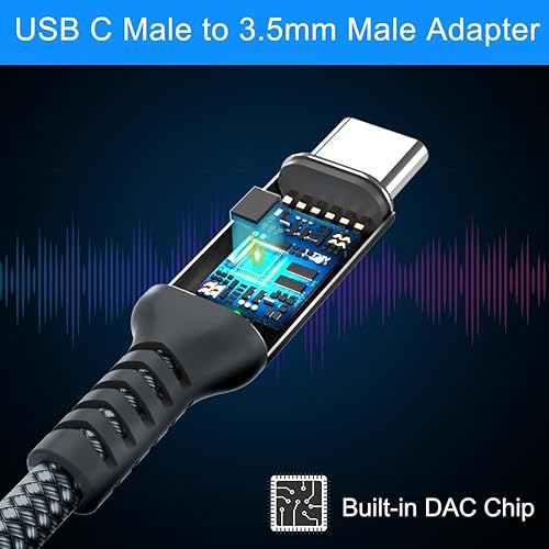 Miniatura 6 de Elebase Cable auxiliar para Samsung Galaxy S25 S24 de 1.2 m, cable USB C a aux, adaptador de audio auxiliar tipo C a conector de 3.5 mm para Z Fold