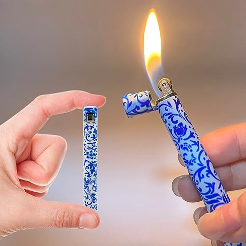 Miniatura 4 de Encendedor de antorcha de 2 piezas, mini tira cilíndrica recargable, encendedor de gas suave, portátil, ajustable, para cocina, interior, exterior,