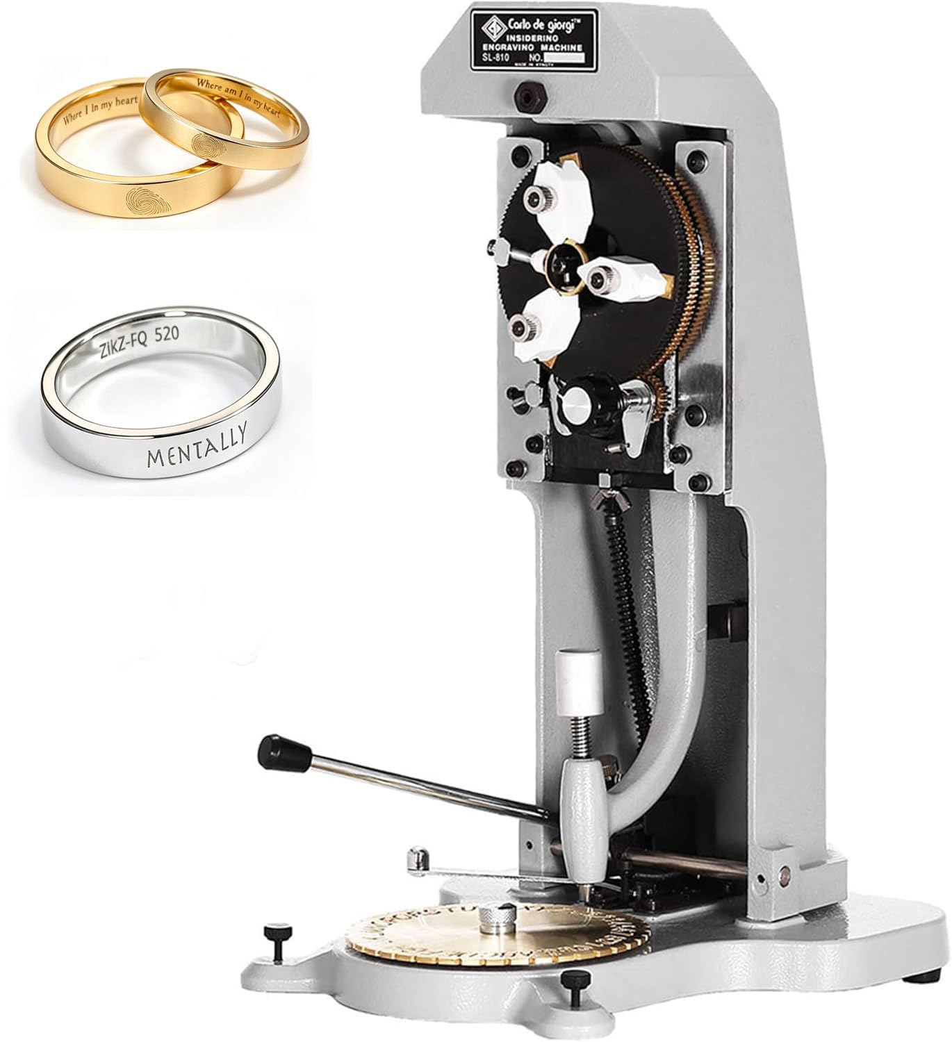 LjlXanthiper Double Sided Dial Ring Engraver,Jewelry Ring Engraving Machine,Inside Ring Engraving Machine,1.5-2.0mm Standard Letter Block Stamper,For Gold,Silver,Copper Rings,Jewelry