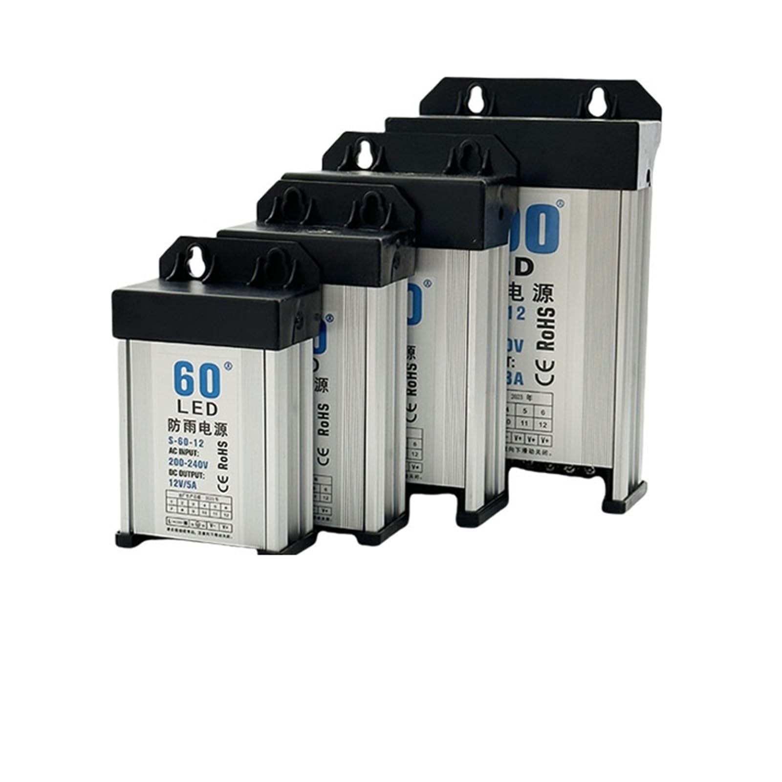 Wodoszczelny zasilacz impulsowy, 60 W, 120 W, 200 W, 350 W, 400 W, AC 200-240 V, DC 5 V, 12 V, 24 V, oświetlenie LED, CCTV zewnętrzny (200 W, 12 V, 17A)