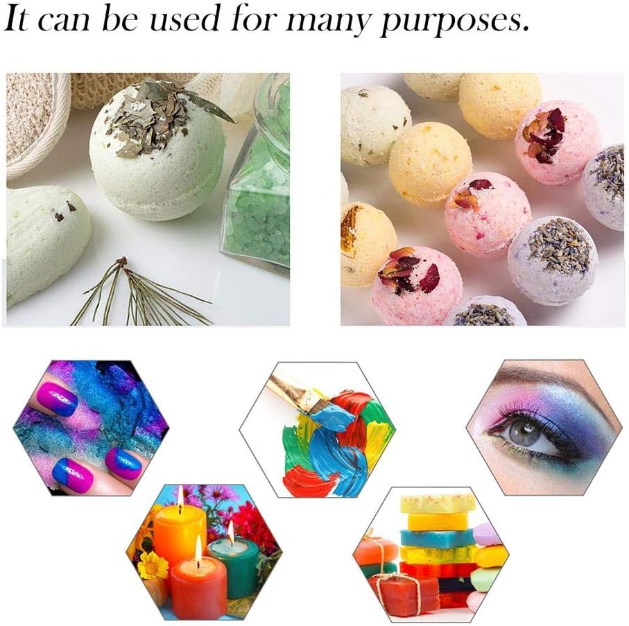 Organic Mica Powder,(24 colors/ 30 colors/ 52colors)cosmetic grade for Making Colorants,Bath Bomb Dye Colorant–Soap Making dye,Eye Shadow, Blush, Nail Art, Resin Jewelry, Artist, Craft Projects