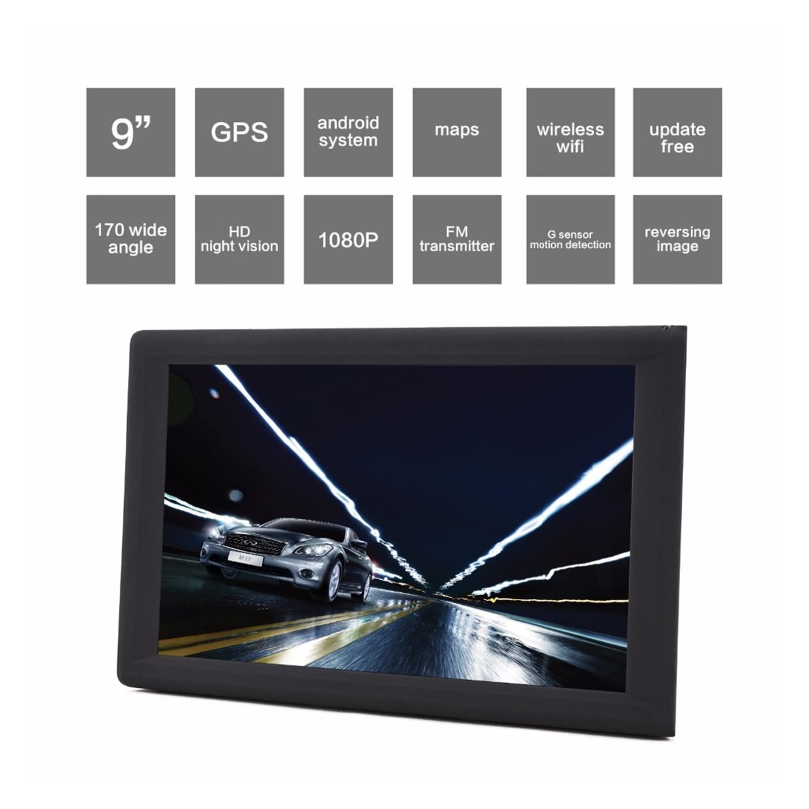 Navigazione GPS per camion, camper, auto Automobile da 9 pollici GPS Navigazione DVR da 1 GB / 16 GB Tablet del videoregistratore AV-IN. Supporta la telecamera di inversione con mappe gratuite Facile