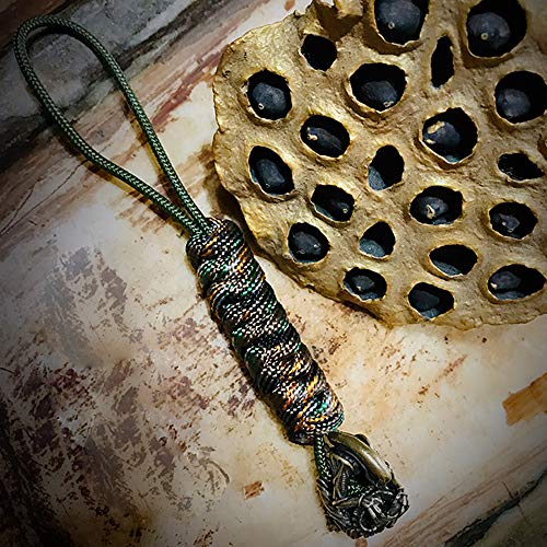 OMIWOUT Paracord 550275 Knife Lanyards with Fantastic Bronze Beads for Knife & Keychain, Olive