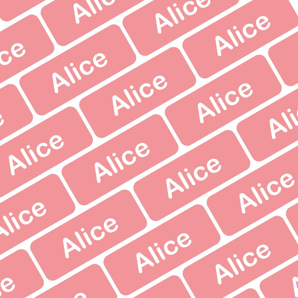My Nametags® 175 Mini Name Stickers Pack | Personalised Small Labels for School Supplies Like Pens, Pencils, Markers & Other Stationery | Waterproof No-Iron Mini Tags for All Ages | Pastel Pink