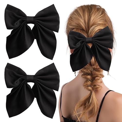 Pinzas para el pelo con lazo grande para mujer, pinzas de metal con lazo de color sólido, pasador francés, lazo de cola corta, pinzas de satén Pinzas para el pelo con lazo grande para mujer, pinzas de metal con lazo de color sólido, pasador francés, lazo de cola corta, pinzas de satén