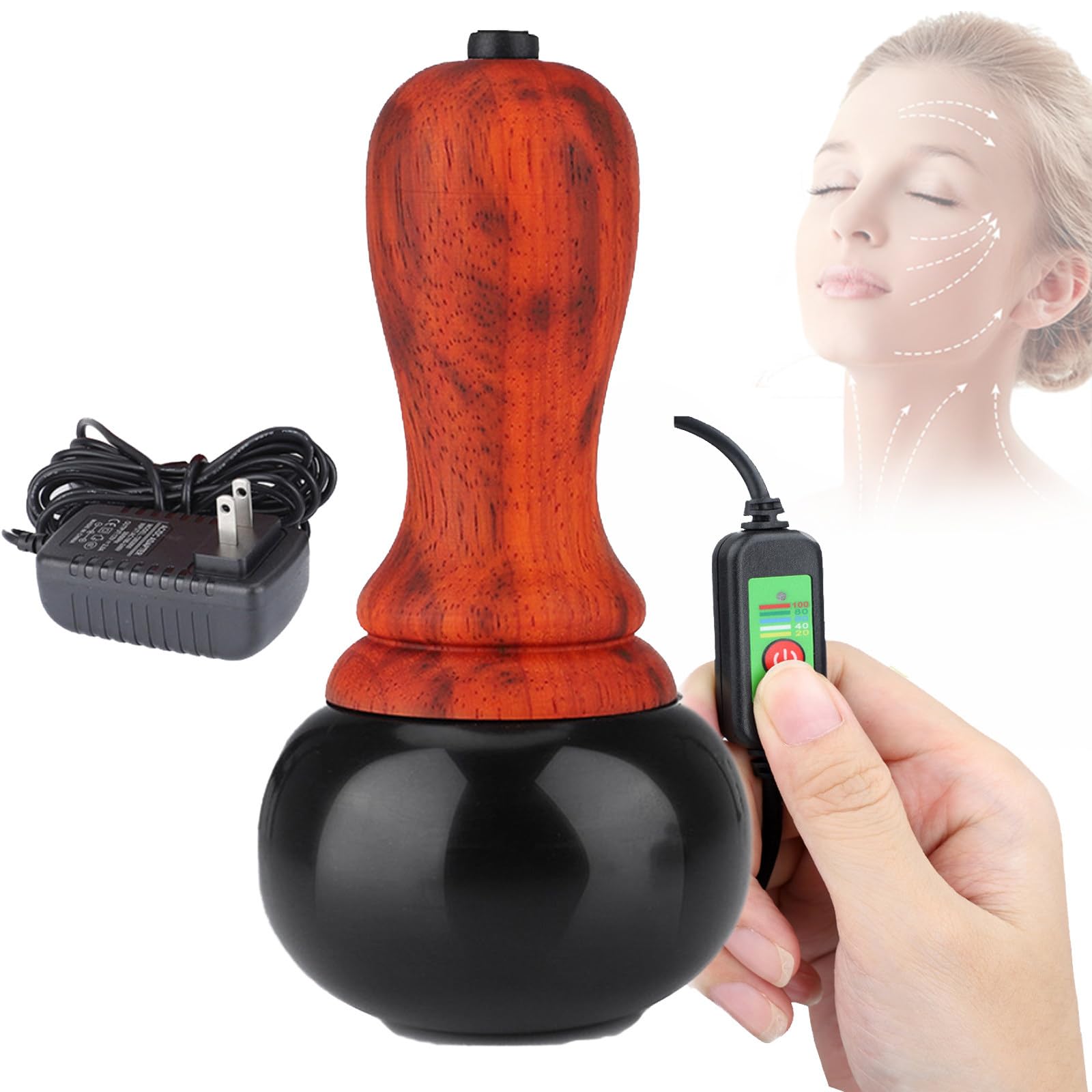 Massaggiatore Elettrico Hotstone Naturale Gua Sha, Massaggiatore Elettrico con 5 velocità di Regolazione della Temperatura Pietra Gua Sha per Massaggio Home Spa, per Rafforzare Il Corpo