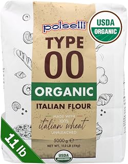 Molino Polselli Organic Tipo 00 Flour - 100% Italian Grain, Extra Fine Double Zero for Neapolitan Pizza, Bread, Pasta - 5kg USDA Organic