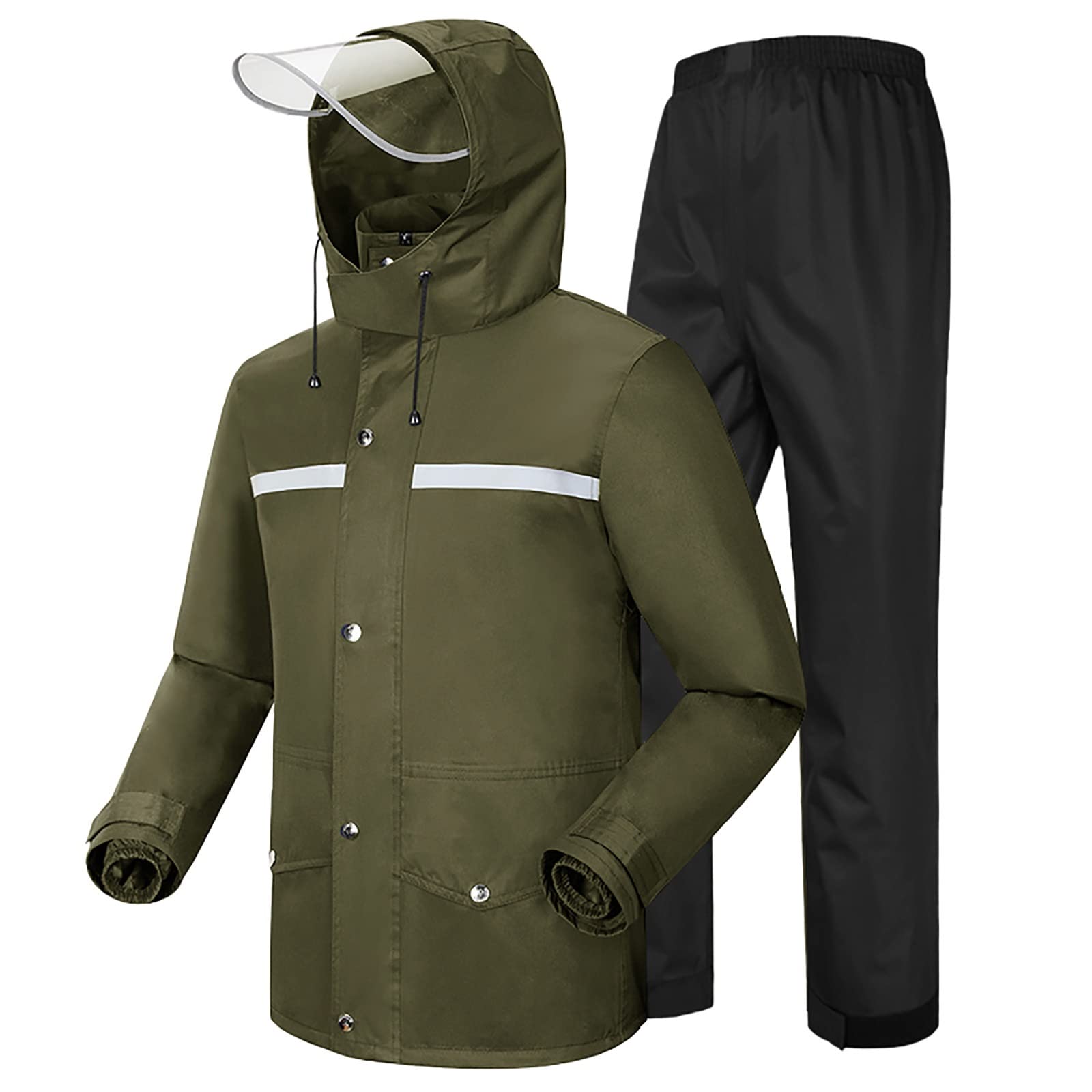 Tuta Impermeabile Mimetica Unisex Con Cappuccio - Giacca E Pantaloni Antipioggia - Foto 11