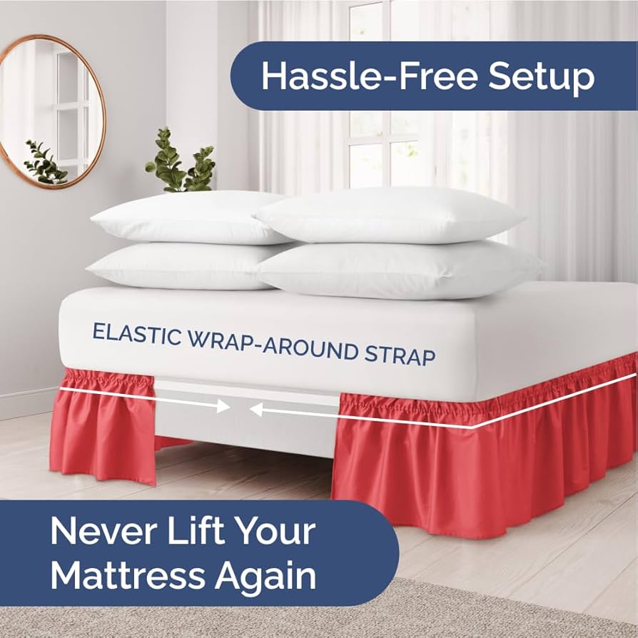 Amazon.com: Wrap Around Dust Ruffle Bed Skirt - Red - for