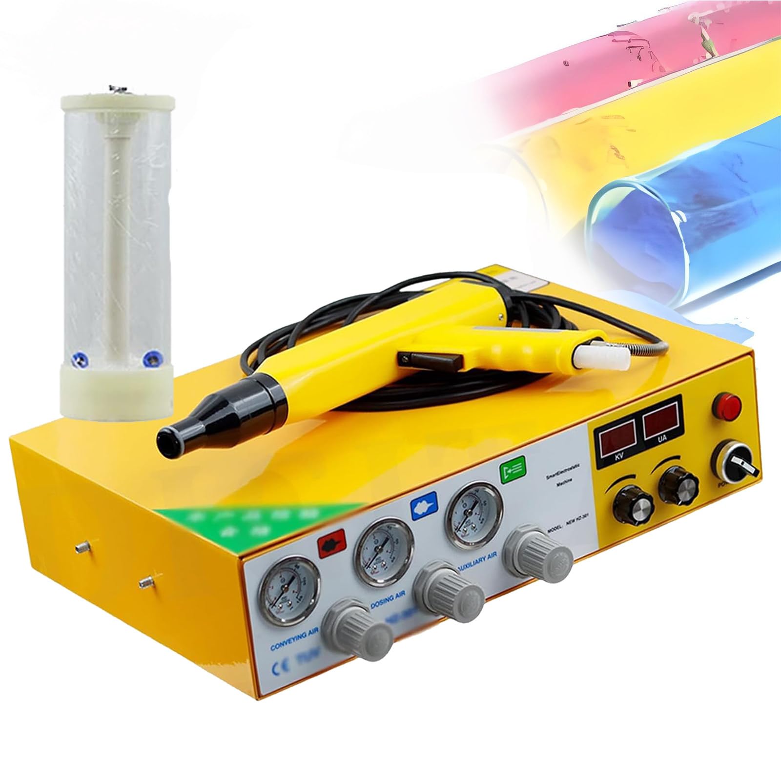 Zestaw Narzędzi Do Elektrostatycznego Malowania Proszkowego 35 W,Wiadro 1 L,Podwójny Wyświetlacz,Przełącznik Nożny,Dysza 200 Mm,Do Metalu/Garażu/Sklepu DIY/Sprzętu Morskiego