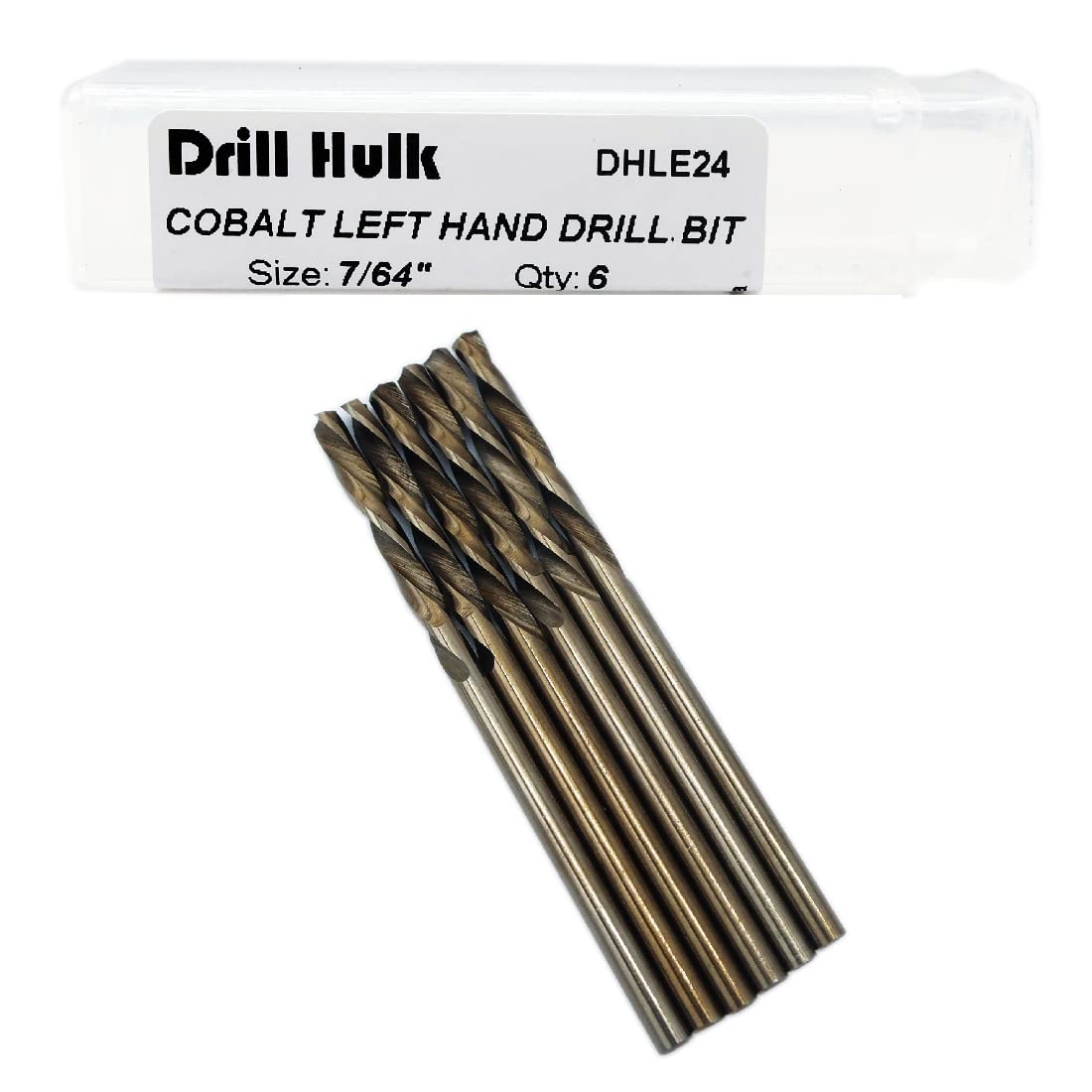 7/64-Inch Cobalt Steel M35 Left Hand Drill Bit for Removing Damaged Bolts and Screws, Pack of 6