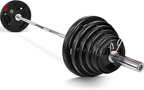 Fitvids Olympic 2-Inch Cast Iron Barbell Set, Including 300 LBS Weight Plates and 7FT Barbell Set, Multiple Packages