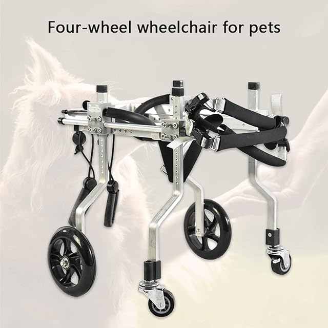 Foto 3 de 8 de KROITY Silla de Ruedas para Perros Silla de Ruedas Ajustable para Mascotas de 4 Ruedas Adecuado…