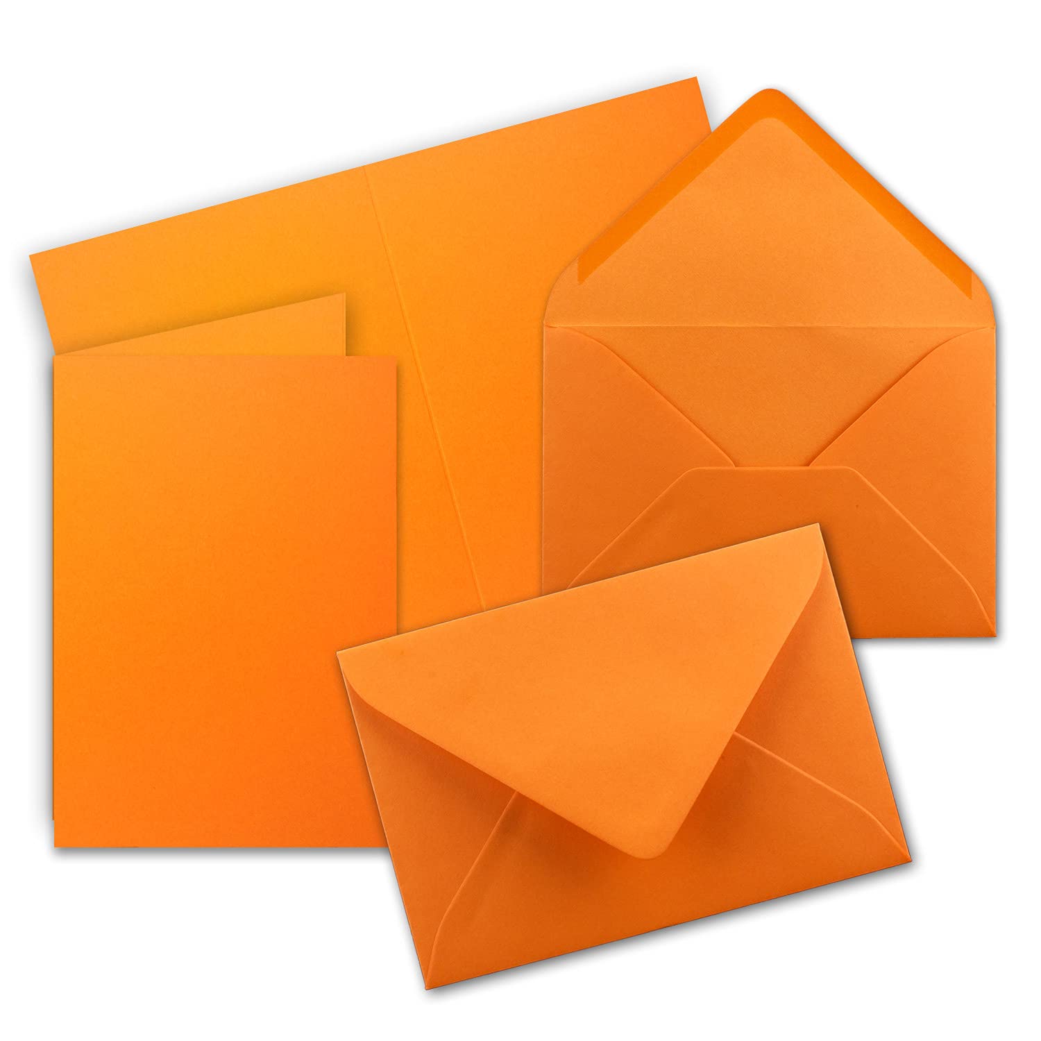 200 Sets - Faltkarten DIN A5 - Orange mit Umschlägen - PREMIUM QUALITÄT - 14,8 x 21 cm - sehr formstabil - für Drucker geeignet - Marke: NEUSER FarbenFroh