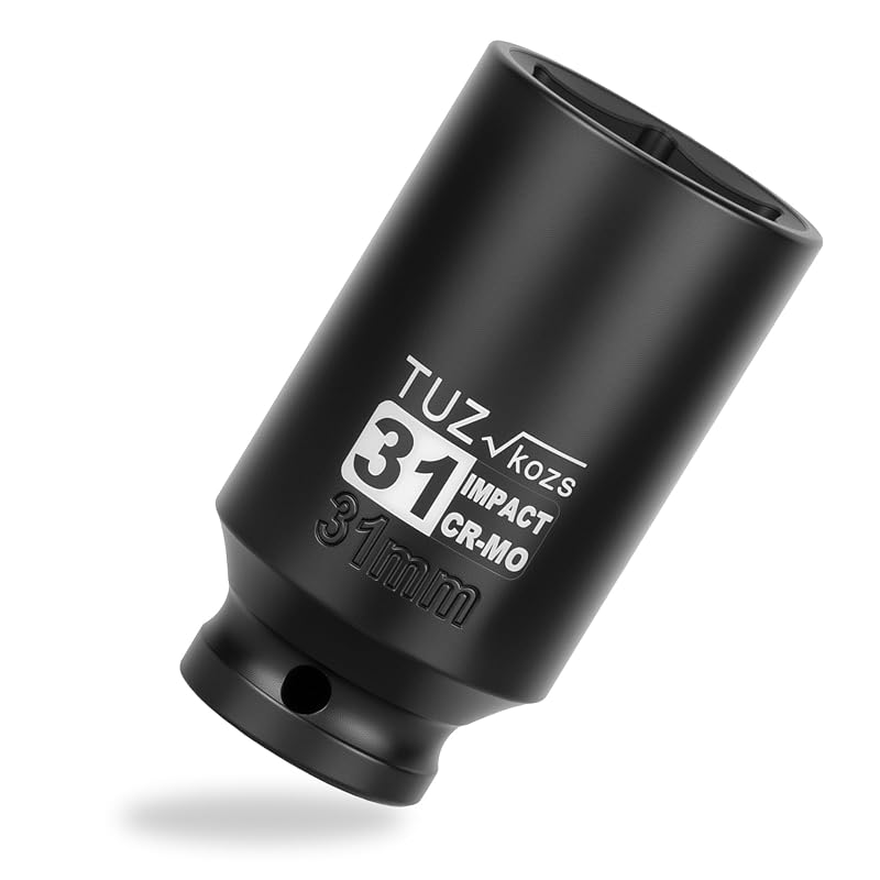 Soquete de Impacto Profundo 31 mm, 6 Pontas, Encaixe de 12,7 mm (1/2 pol.), CR-MO TUZkozs