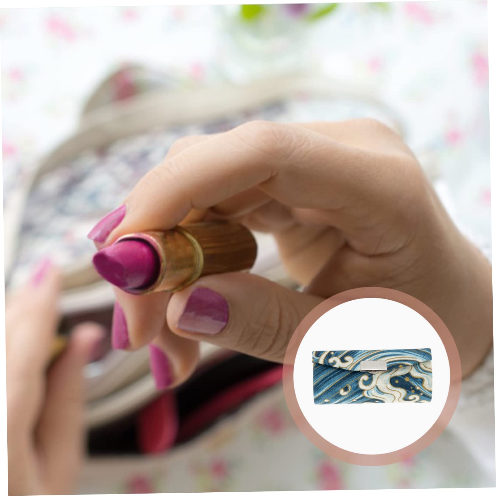 Lippenstift-Etui Aus PU-Leder Mit Spiegel – Tragbarer Organizer In Blau