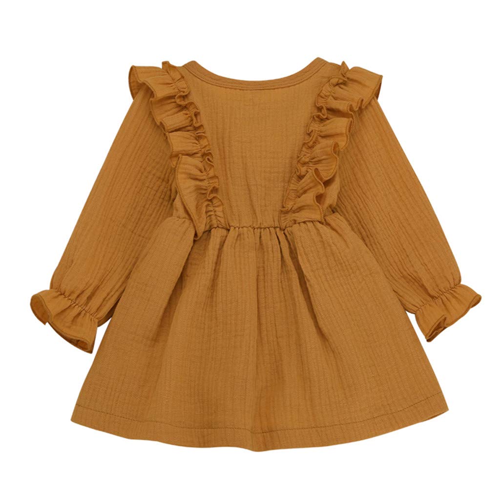 Toddler Kids Baby Girl Solid Linen Button Ruffle Princess Party Dress Clothes Lonshell Jumpsuit Outfits Girls Clothing SetsCotton Lattice Bowknot Clothes