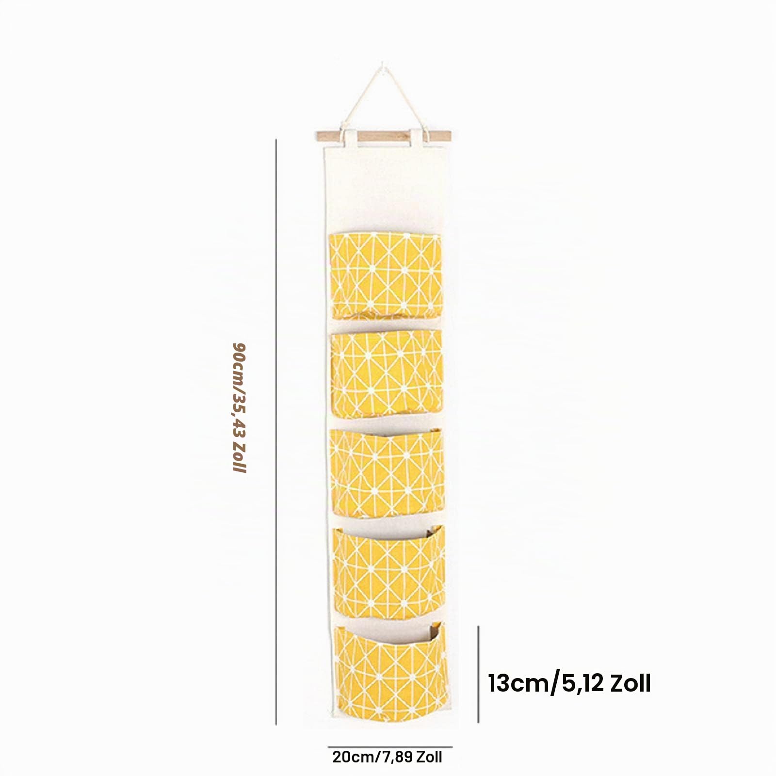 SagaSave Aufbewahrungstasche zum Aufhängen an der Wand, Schrank-Organizer aus Leinen, 5 Taschen, multifunktionale Aufbewahrungstasche für Schlafzimmer, Badezimmer