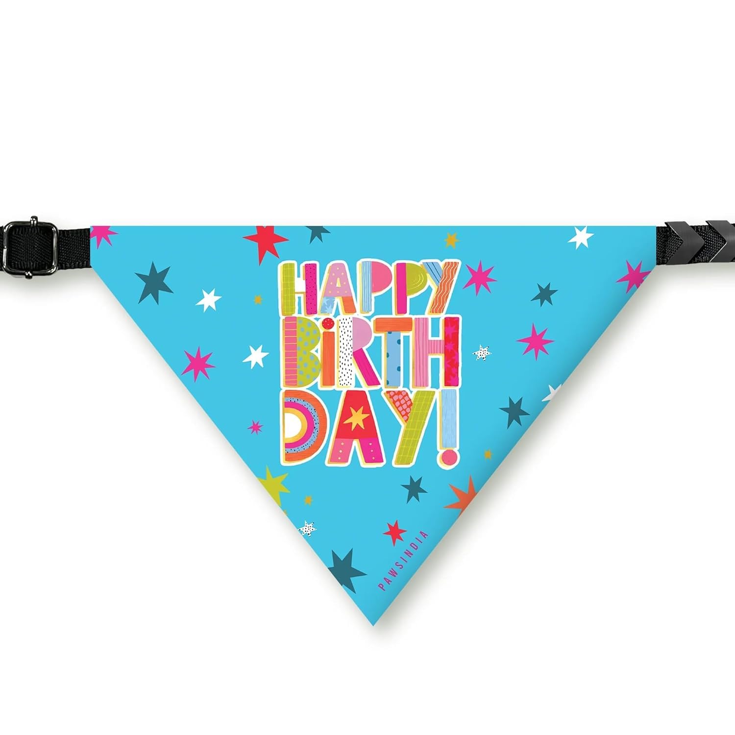 PawsIndia Dog Bandana with Collar Small Medium Large Dogs & Cats 100% Adjustable with Buckle Stretchable Fabric Happy Birthday-Multi (B0CYPTD5WC) Amazon Price History, Amazon Price Tracker