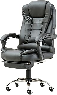 XM&LZ Reclinables Cuero Silla De Oficina con Soporte Lumbar,Espalda Alta Presidente Ejecutivo con Reposapiés,Ergonómico con Altura Ajustable Silla De Escritorio-Negro 20x17x24in