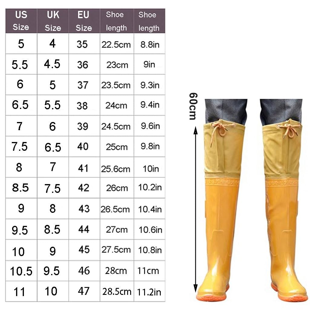 IBOWZ Waders Pesca Pantaloni da Pescatore da 60 cm di Altezza Fino al Ginocchio, Stivali da Pesca Impermeabili in PVC, per Pesca/Caccia/trapianto all'aperto