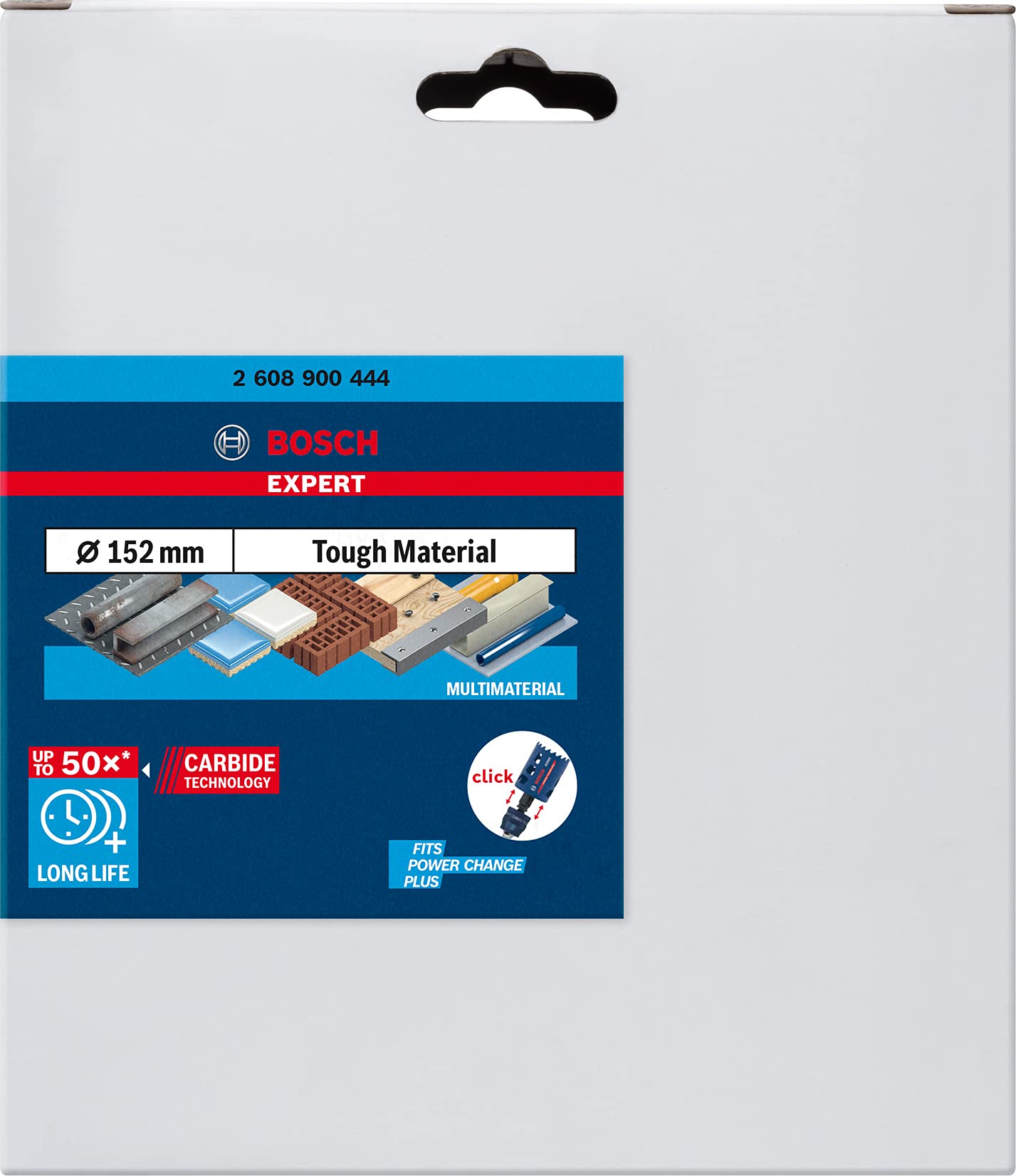 Bosch 1x Sega a tazza EXPERT Multi Material Power Change Plus (per Legno con metallo, Mattone, Ø 152 mm, Professional Accessorio Trapano)