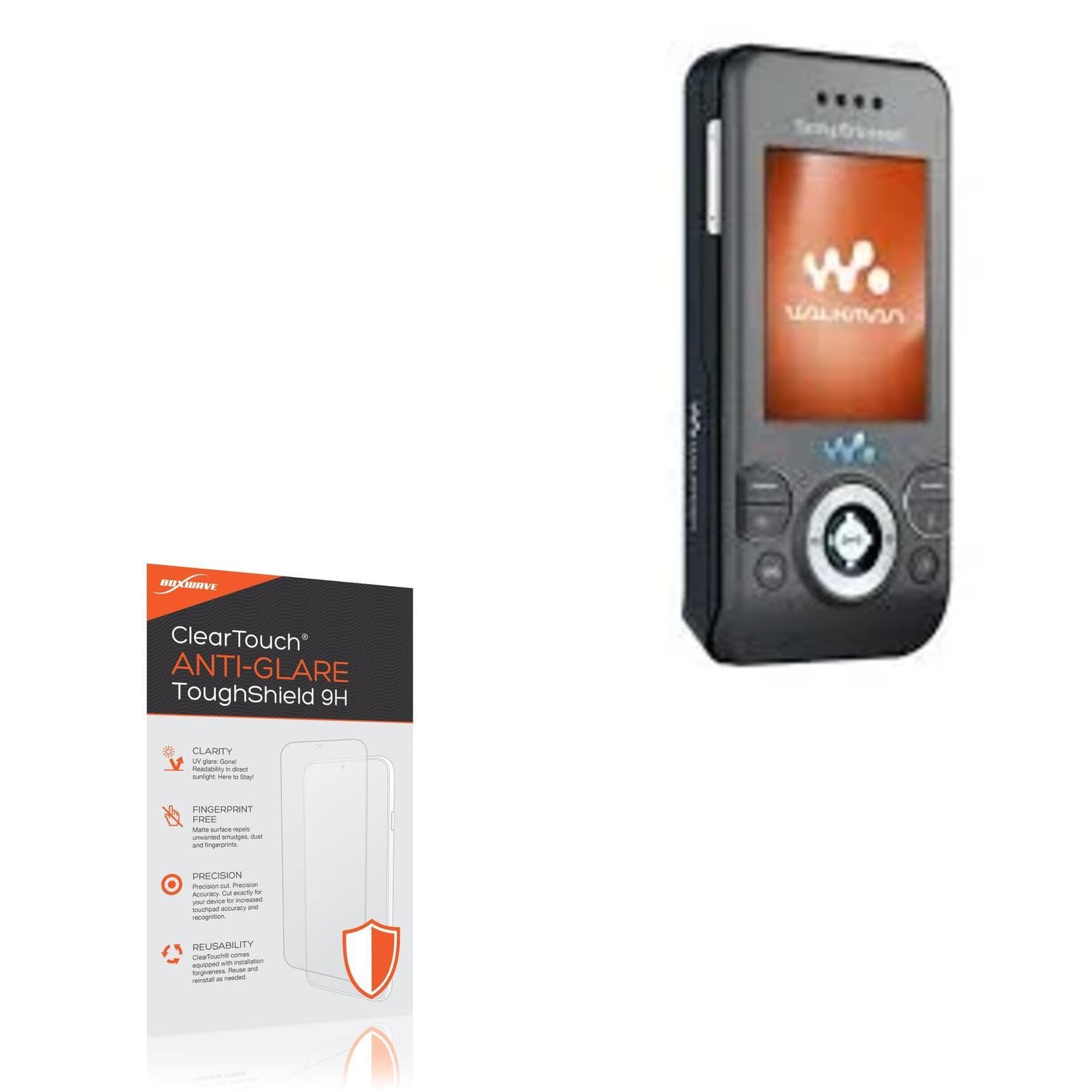 BoxWave Screen Protector Compatible with Sony Ericsson W580i - ClearTouch Anti-Glare ToughShield 9H (2-Pack), Anti-Glare 9H Tough Flexible Film Screen Protector
