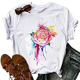 Caractéristiques : T-shirt imprimé graphique pour femmes avec col rond, hauts à manches courtes pour femmes, hauts d’entraînement pour femmes, hauts décontractés à manches courtes, pull-over, super mode pour styliser avec n’importe quoi.