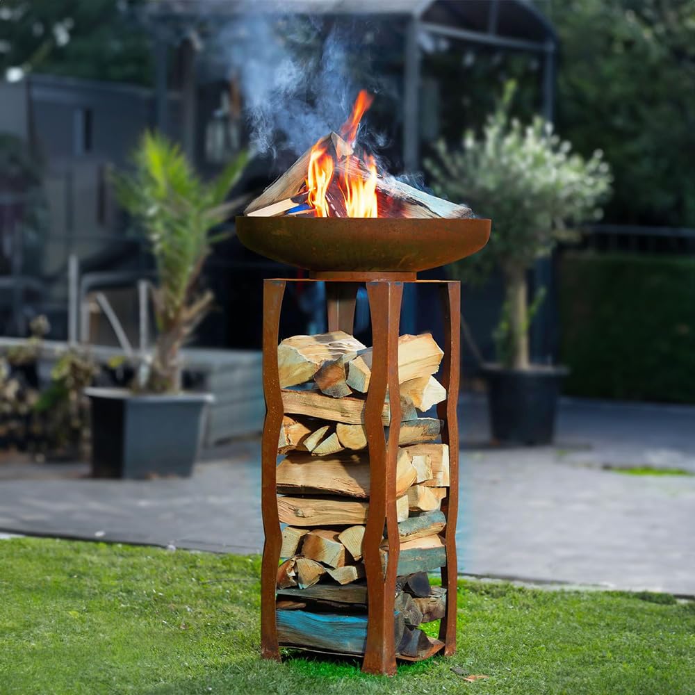 Home Deluxe - Rost Feuerschale - FRANK, Maße: 34 x 91 x 34 cm I Feuerkorb Feuerstelle Feuertonne