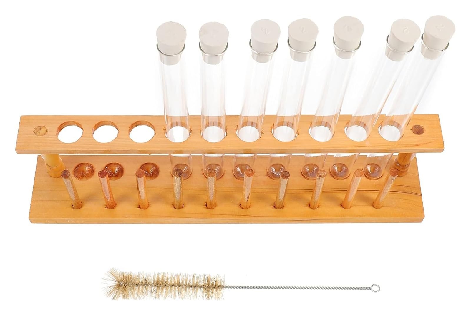 Portaprovette da laboratorio per la miscelazione Provette in vetro trasparente con supporto e set di pennelli Supporto portaprovette in gomma for la conservazione di strumenti scientifici da laborator