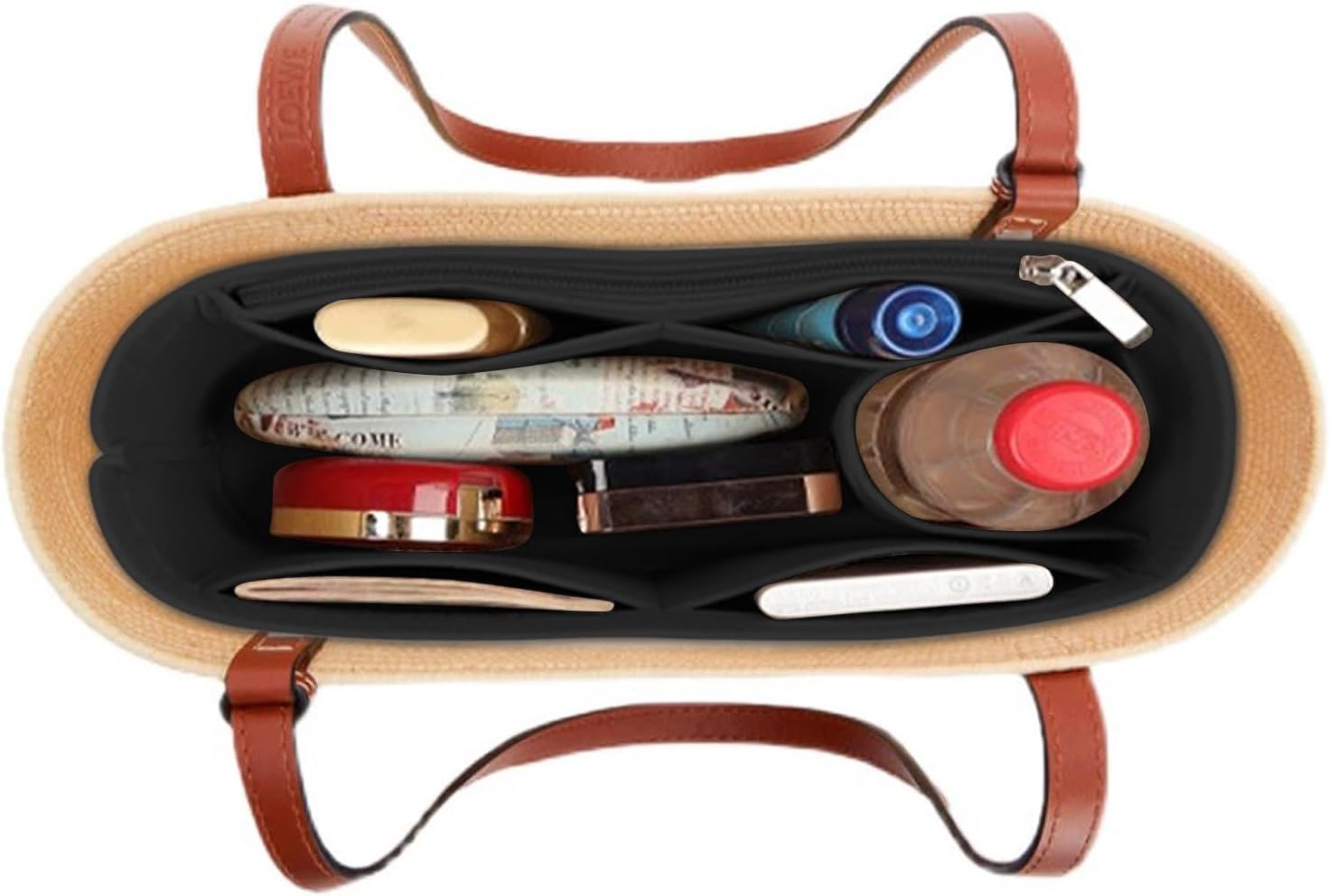 Lckaey Bag Organizer for loewe basket bag Purse Insert - Handbag Felt Insert Y097black