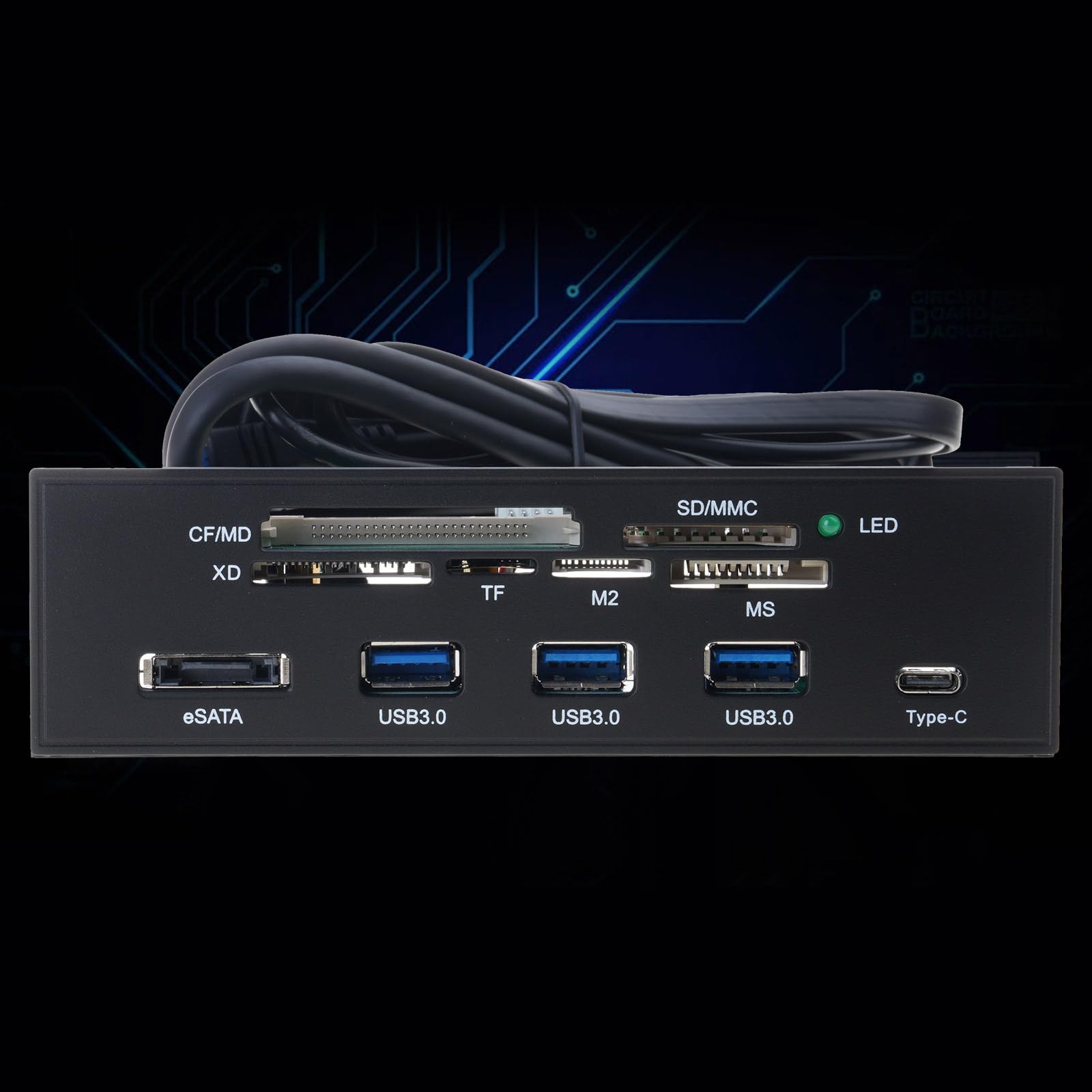 Lector de tarjetas USB 3.0, panel frontal, multifunción, tipo C, USB 3.1, transferencia de datos de alta velocidad y múltiples tarjetas, dispositivo de transferencia de archivos fácil