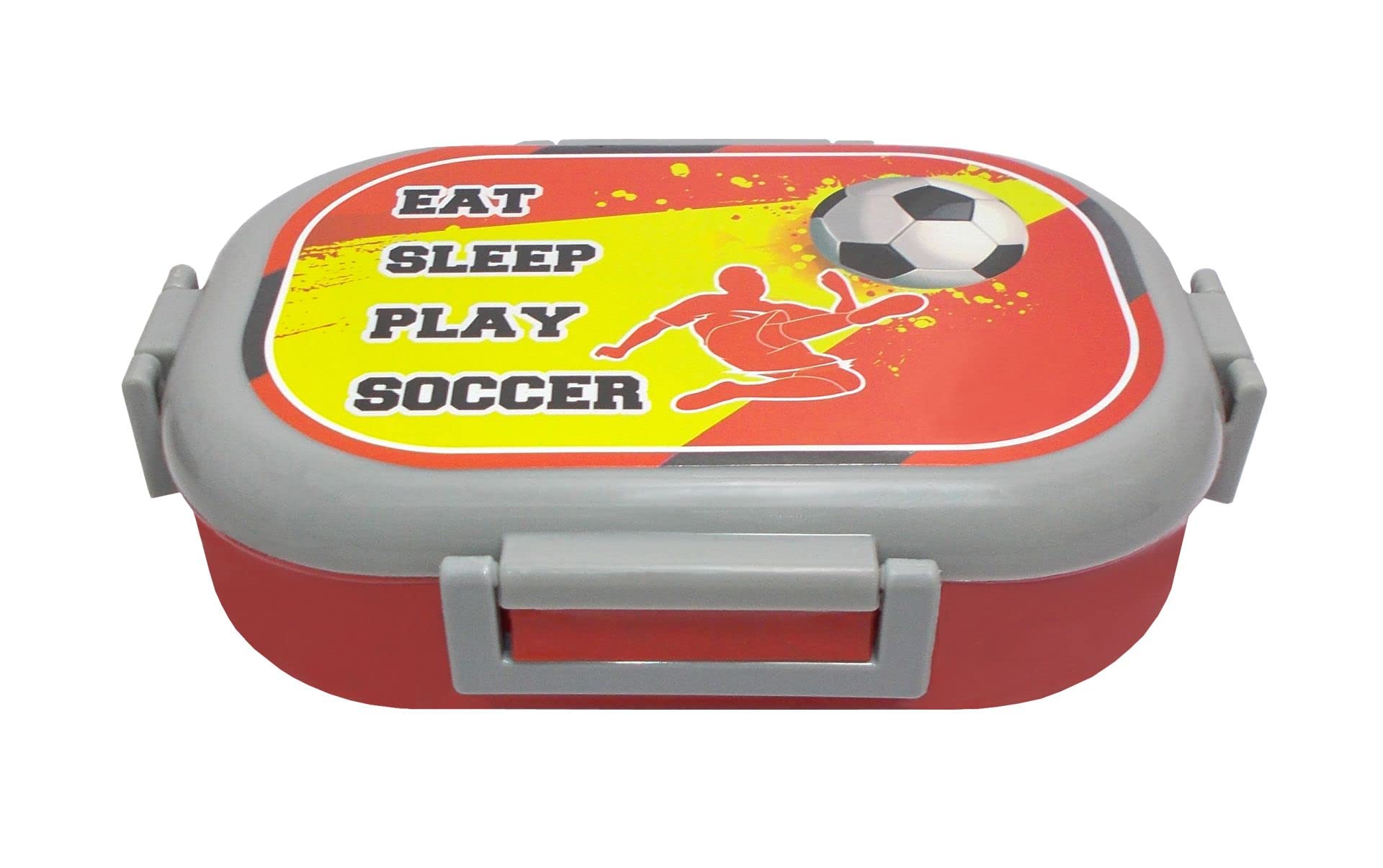 Kotak SalesKids Premium 600ML Lunch Box with 200ML Dip Food Grade BPA Free Virgin Plastic Lunchbox 4 Clip Lock System Leak Proof Container for Kids Adults School Office Travel (Red)