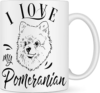 I Love my Pomeranian Dog Handmade Novelty Dog Breed Mug - Best Dog Mum & Dad Gifts for Dog Lovers - Customised Coffee Mug for Dog Owner - Dog Walking Gifts - Personalised Novelty Gifts for Men & Women