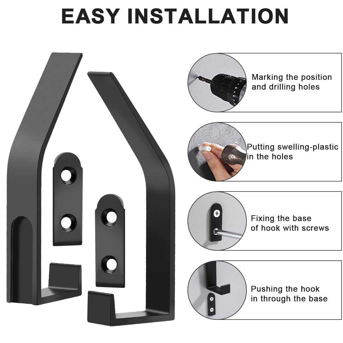 Ganci Da Parete Singoli Neri - 8 Pezzi In Lega Alluminio, Portata 15kg, Per Cappotti, Asciugamani E Borse - Foto 11