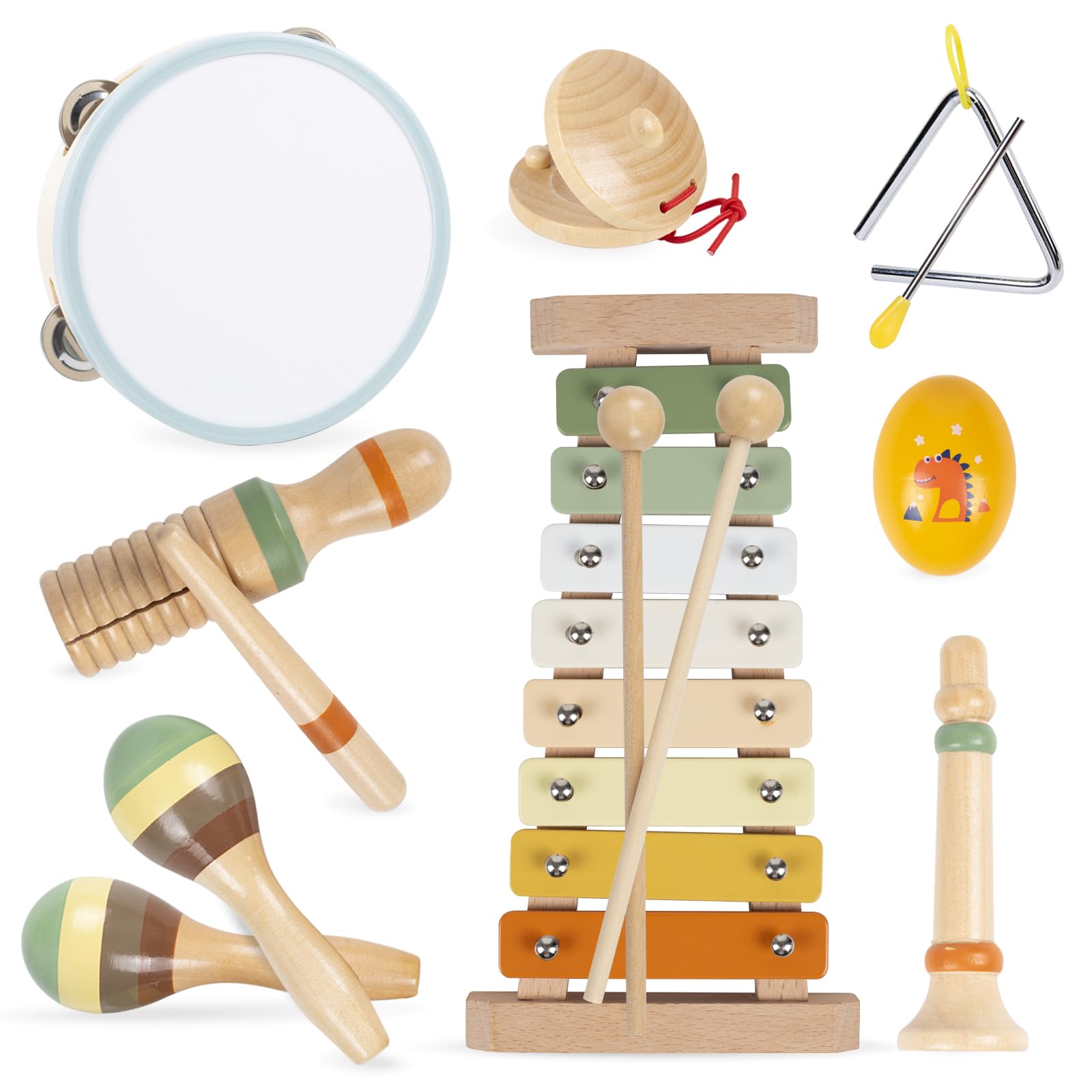 Instruments de musique Montessori en bois pour tout-petits de 1 à 3 ans, xylophone pour enfants, cadeaux d'anniversaire éducatifs (bois coloré)