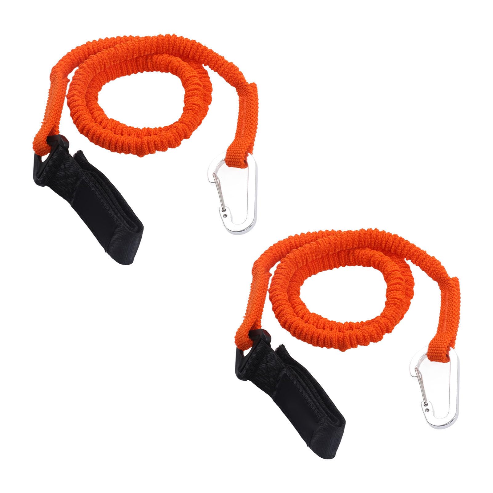 equlup 2Pcs Kayak Paddle Leashes, Kayak Safety Lanyard with Belt Buckle and Hook 36-72in Elastic Paddle Holder Tool Cord for Kayak Paddles