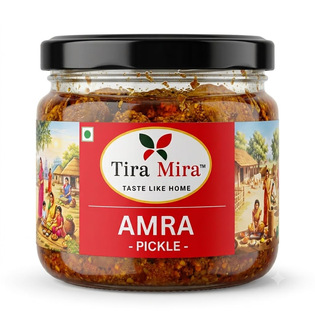Tira Mira – AMRA Pickle (Hog Plum Pickle) Homemade BIHARI Achar | No- Preservatives, Colour, Additives| Natural & Chemical-Free |Sun-fermented Pickle| Spicy, Salty, Tangy, Chatpata | 250g-Glass Jar-image-18