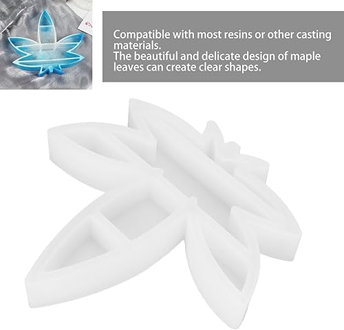Miniatura 2 de FILFEEL Caja de almacenamiento de silicona, con forma de hoja de arce, resina de resina, caja organizadora de joyas para bricolaje, decoración del