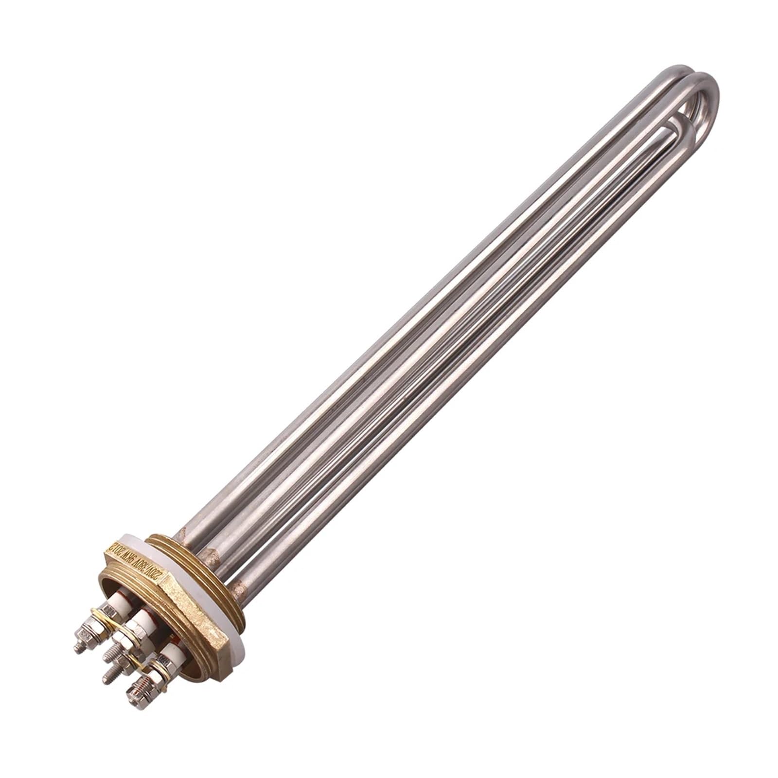 fengpeng Podgrzewacz zbiornika na wodę 220 V/380 V Element grzewczy do kotła DN32 Rurowy elektryczny 2KW 3KW 4,5 KW 6KW 3750W SUS304 (szary, 380 V, 3750 W)