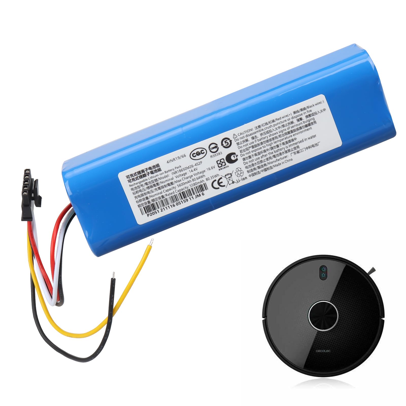 EINUZ Batería de Iones de Litio de 14,4 V 5600 mAh Compatible con CECOTEC Conga
