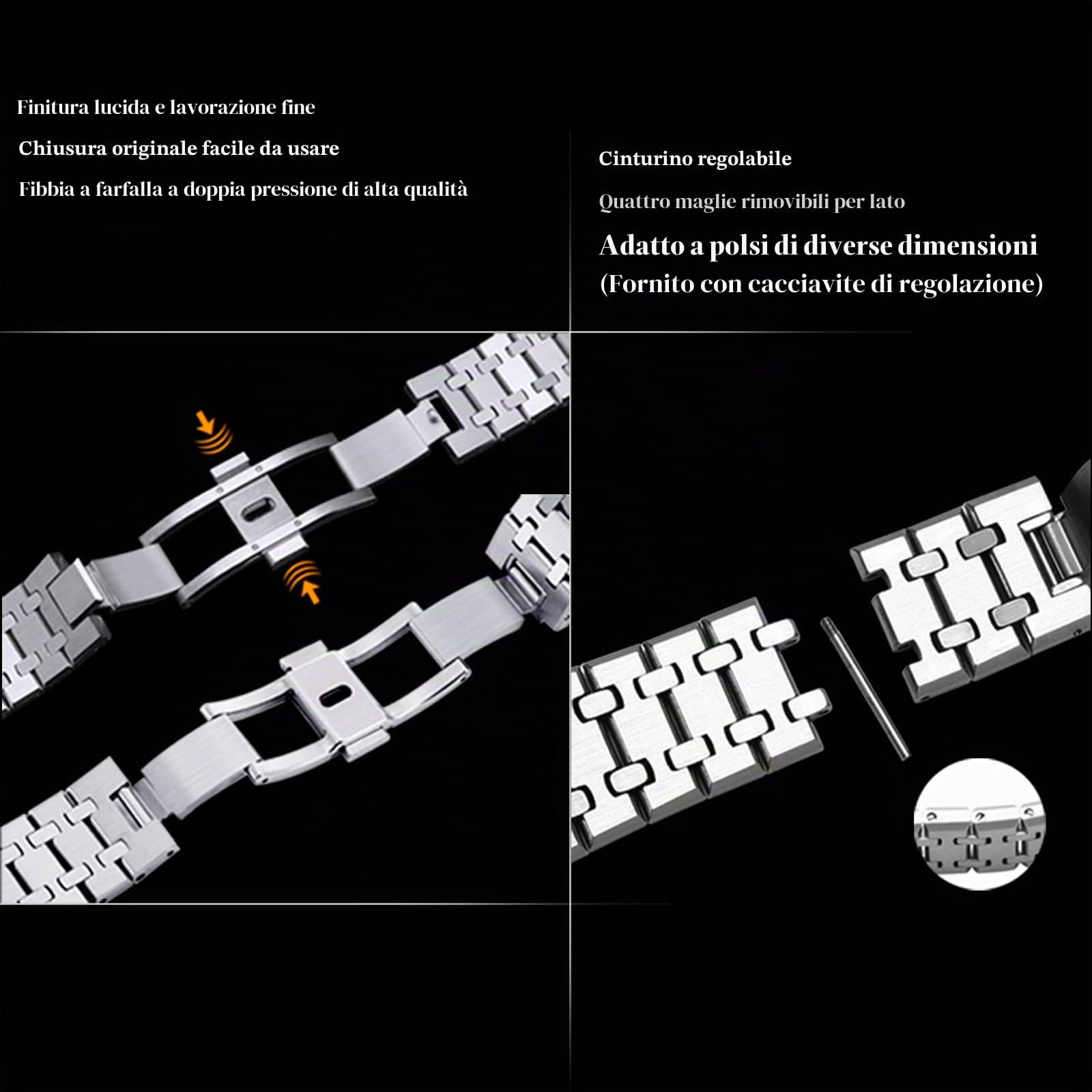 Braccialetto in acciaio inossidabile e cinturino in metallo con cinturino in gomma, compatibile con GA-2100/GA-2110/GA-B2100, Gen.5, Non pietra preziosa