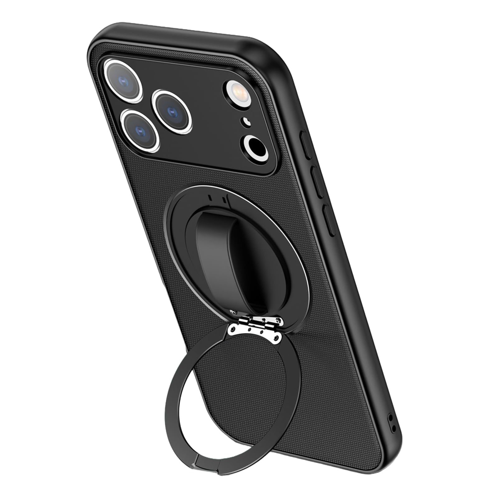 Dünne Hülle für iPhone 17 Pro Max/17 Pro/17 Air/17, Stoßfeste rutschfeste Schutzhülle mit Metall Ring Ständer Kameraschutz Handyhülle,Schwarz,17 Pro