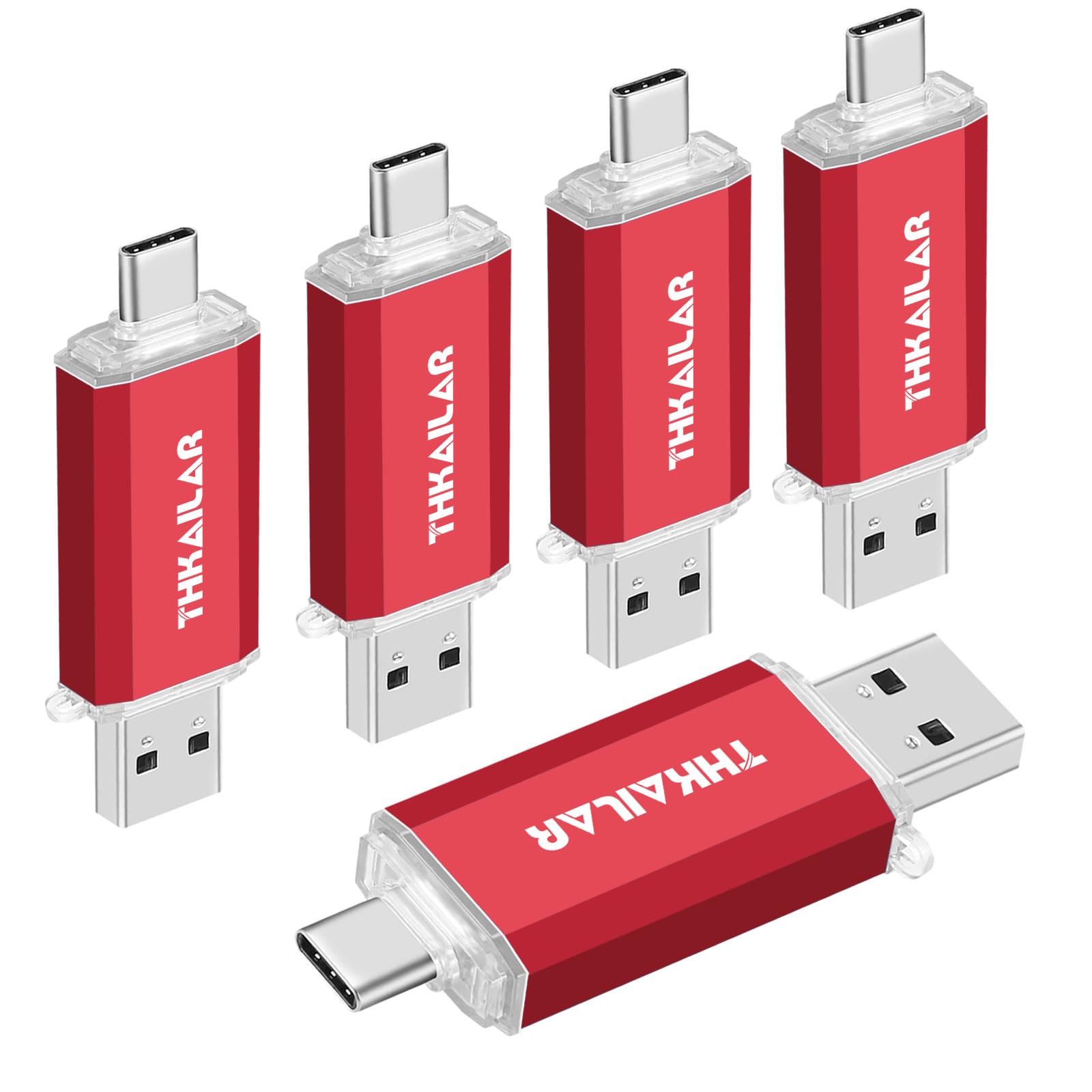 THKAILAR Paquete de 5 unidades flash USB C Fat32 de 32 GB OTG de alta velocidad para almacenar datos, unidad USB 3.0, unidad de pulgar C, compatible con Samsung, Mac Pro, portátiles, tabletas, PC