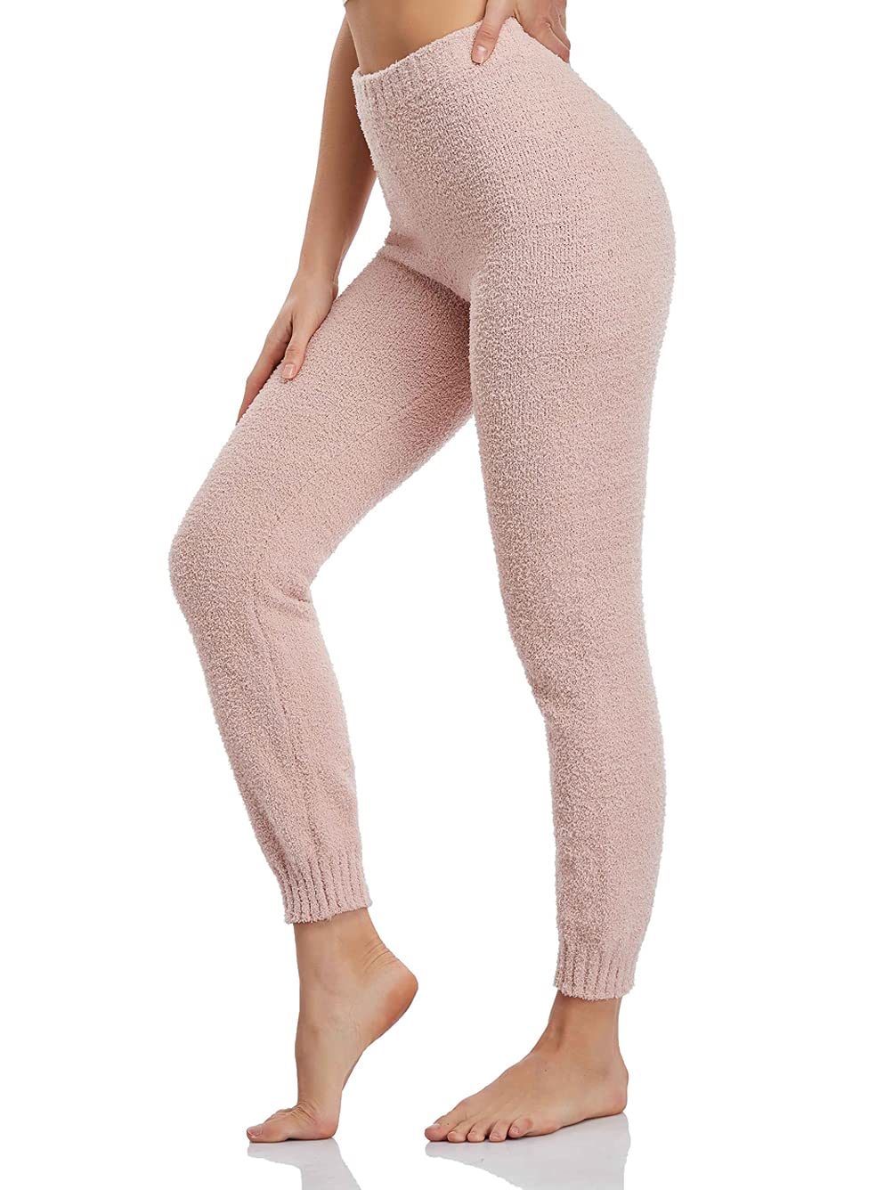 Famulily Womens Cozy Soft Fuzzy Pants Warm Winter Loungewear Causal High Waisted Pjs Pants with Cuff