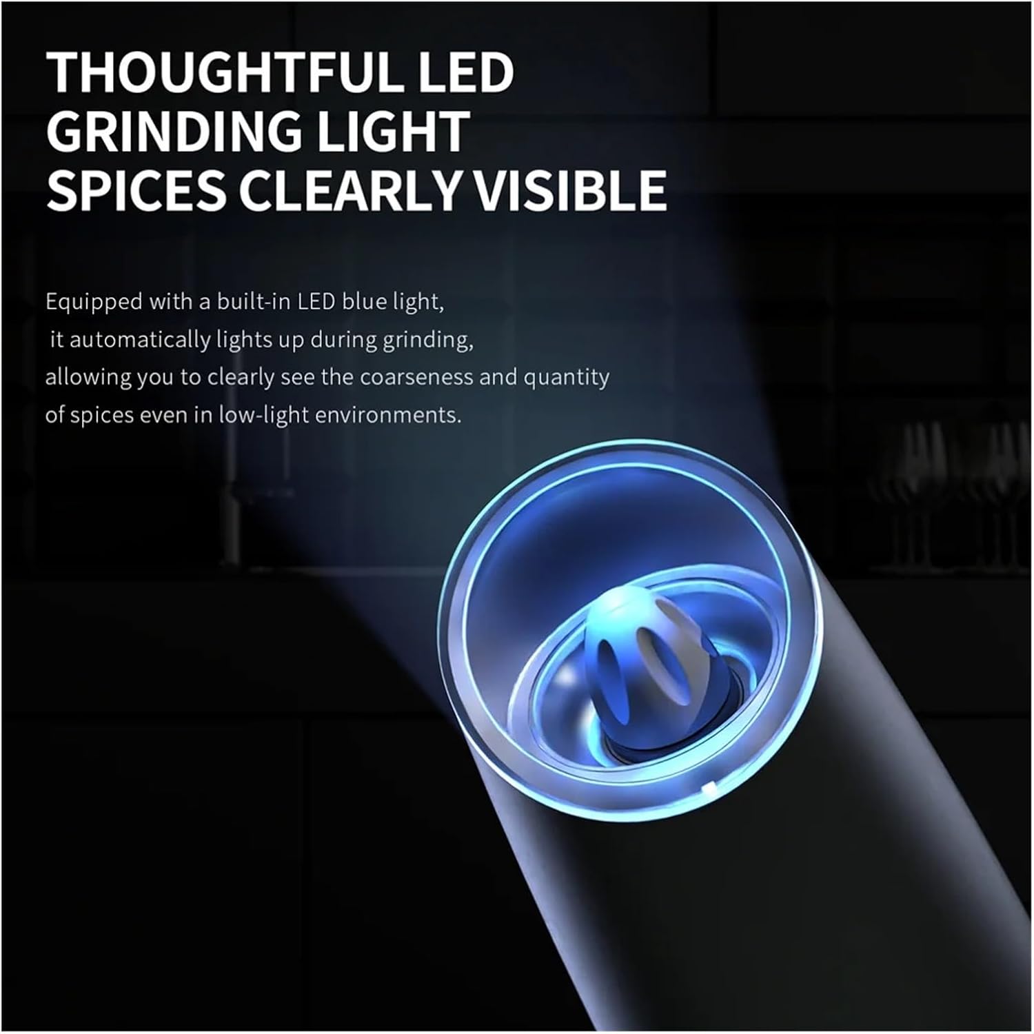 1/2pcs Electric Salt And Pepper Grinder Set, Powered Light HandAutomatic Operation(Silvery-2pc)