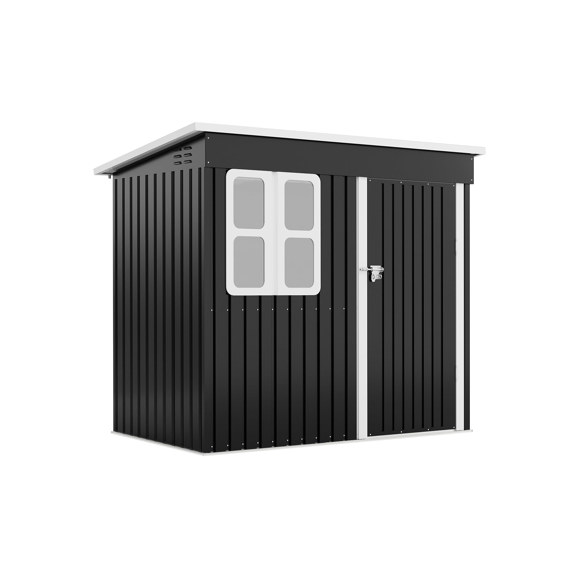 Amopatio Metal Garden Shed 7.2 x 4.3ft, Outdoor Storage Shed Galvanised Steel, Lockable Wide Doors & Window, Bike shed without BASE KIT, Weatherproof Bike shed Tool Shed for Garden & Patio, Dark Grey
