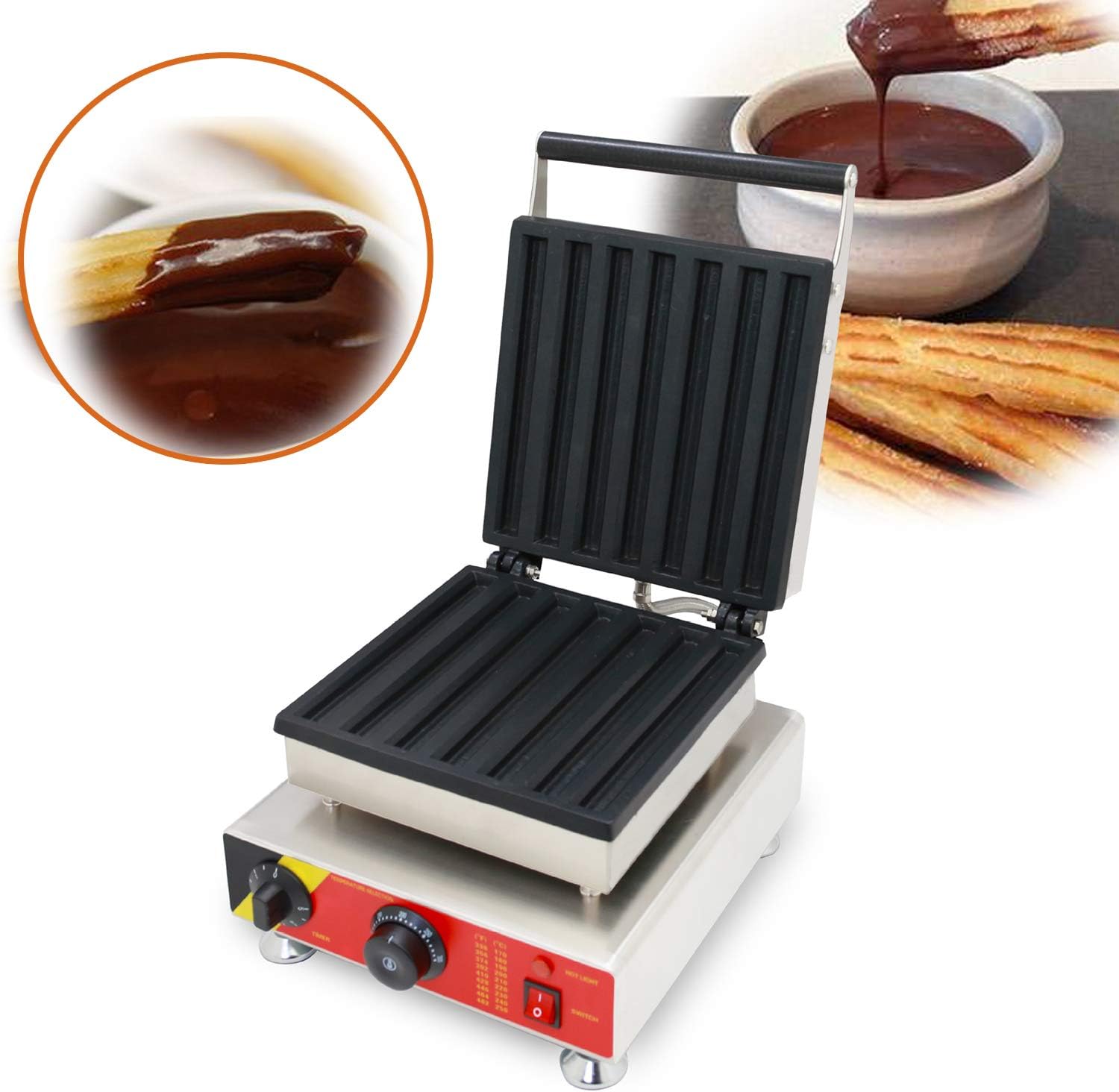 Wotefusi Commercial Churros Maker Spanish Donut Machine Baker Maker Iron Nonstick Commercial 7PCS 220V